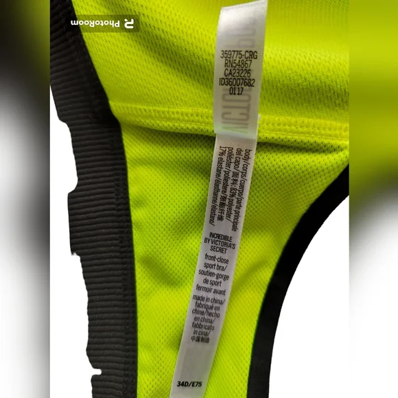 Victoria's secret sport green black bra closure front racerback size 34D - Picture 11 of 12